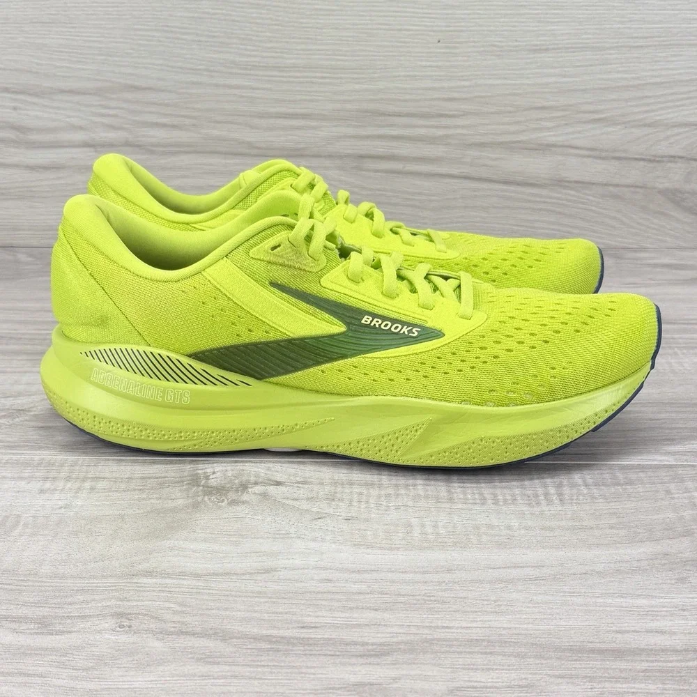 Brooks Adrenaline GTS 24 Men's Size 11 Acid Lime Sunny Lime Navy Running Shoes